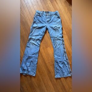 Vintage 90’s LEI Women's Blue Flare Jeans with side detail
